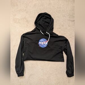 NASA Graphic Cropped Drop Shoulder Sweatshirt